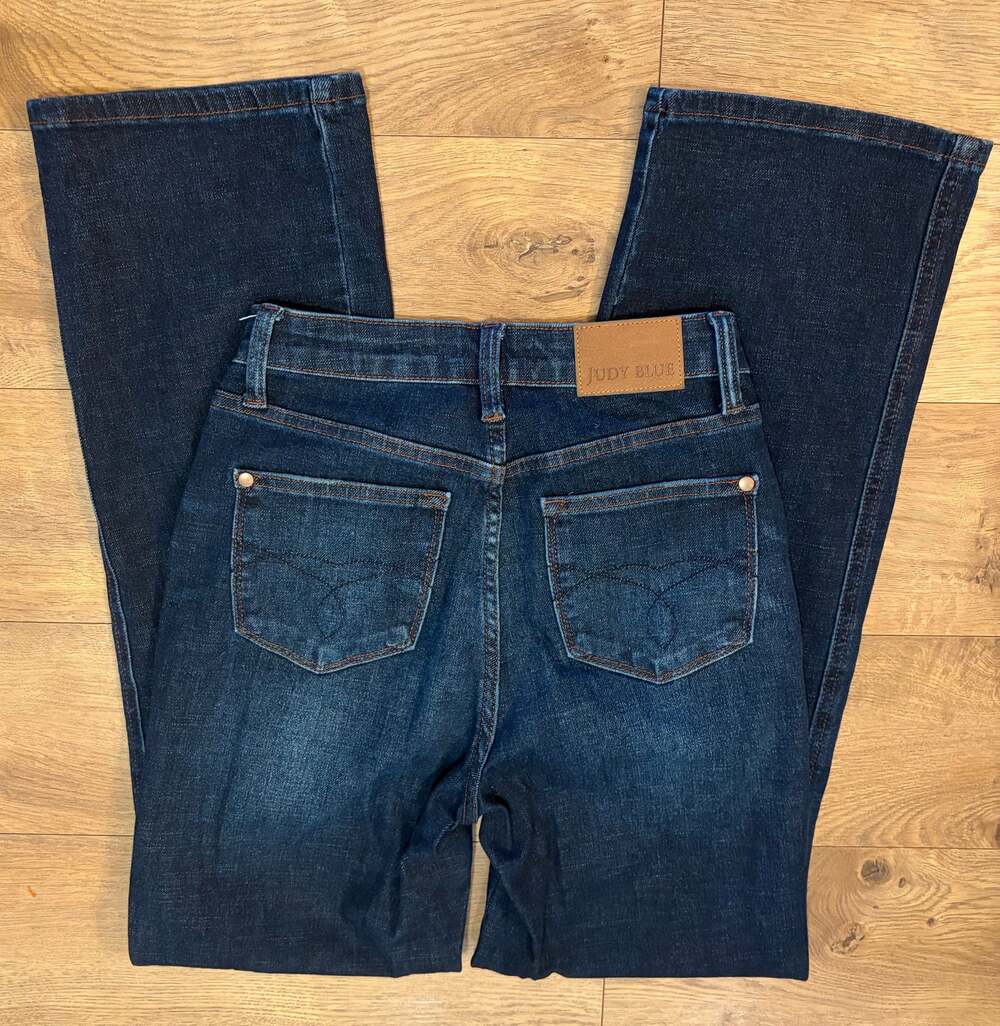 Judy Blue Jeans 1/25 Dark Wash Straight Leg High Rise Button Fly Stretch